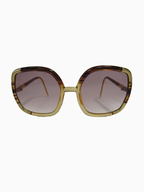 1970s Ted Lapidus Paris Gold Accented Tortoise Over-sized Sunglasses