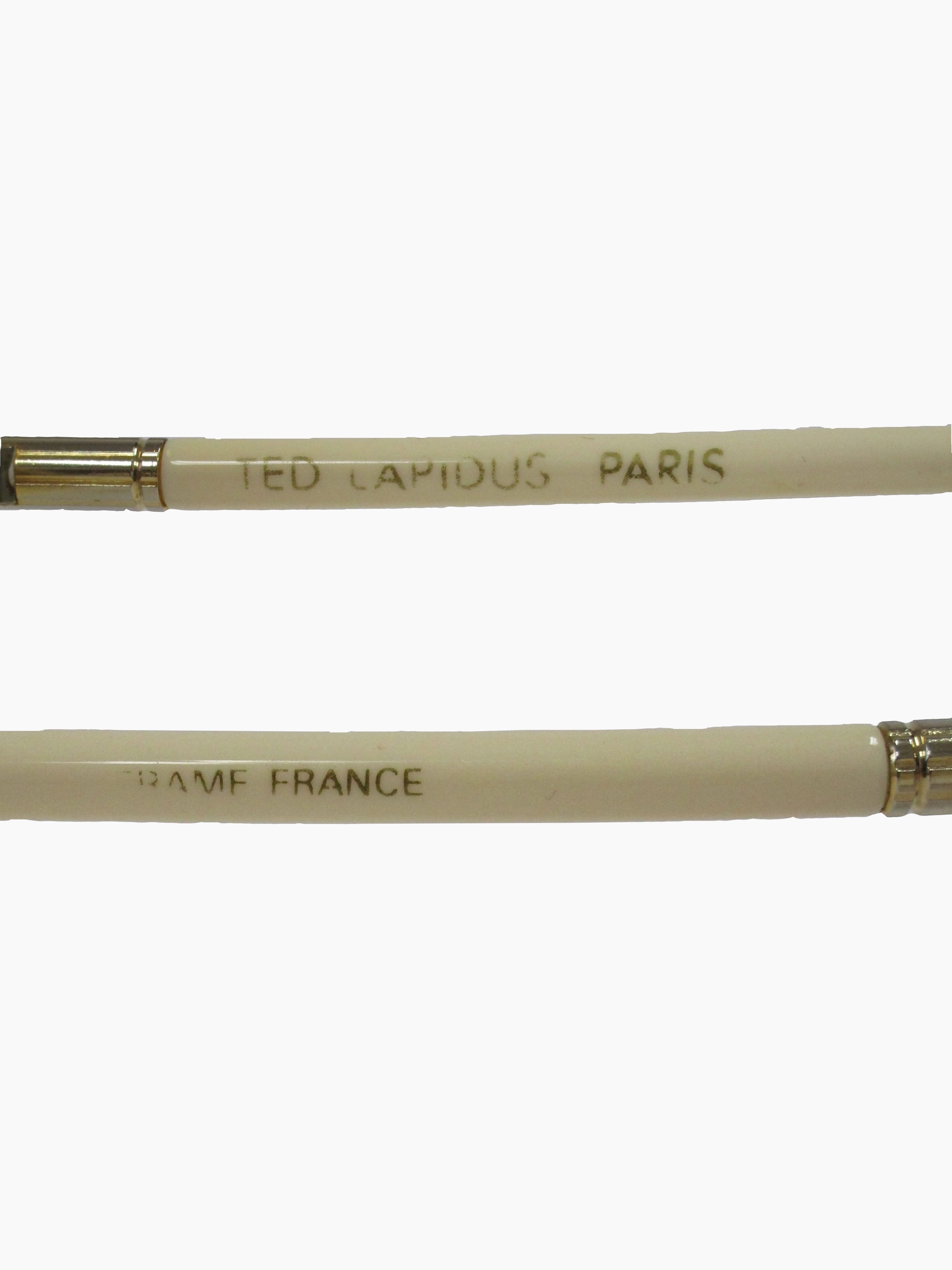 1970s Ted Lapidus Paris Ivory and Gold Hardware Over-sized Sunglasses
