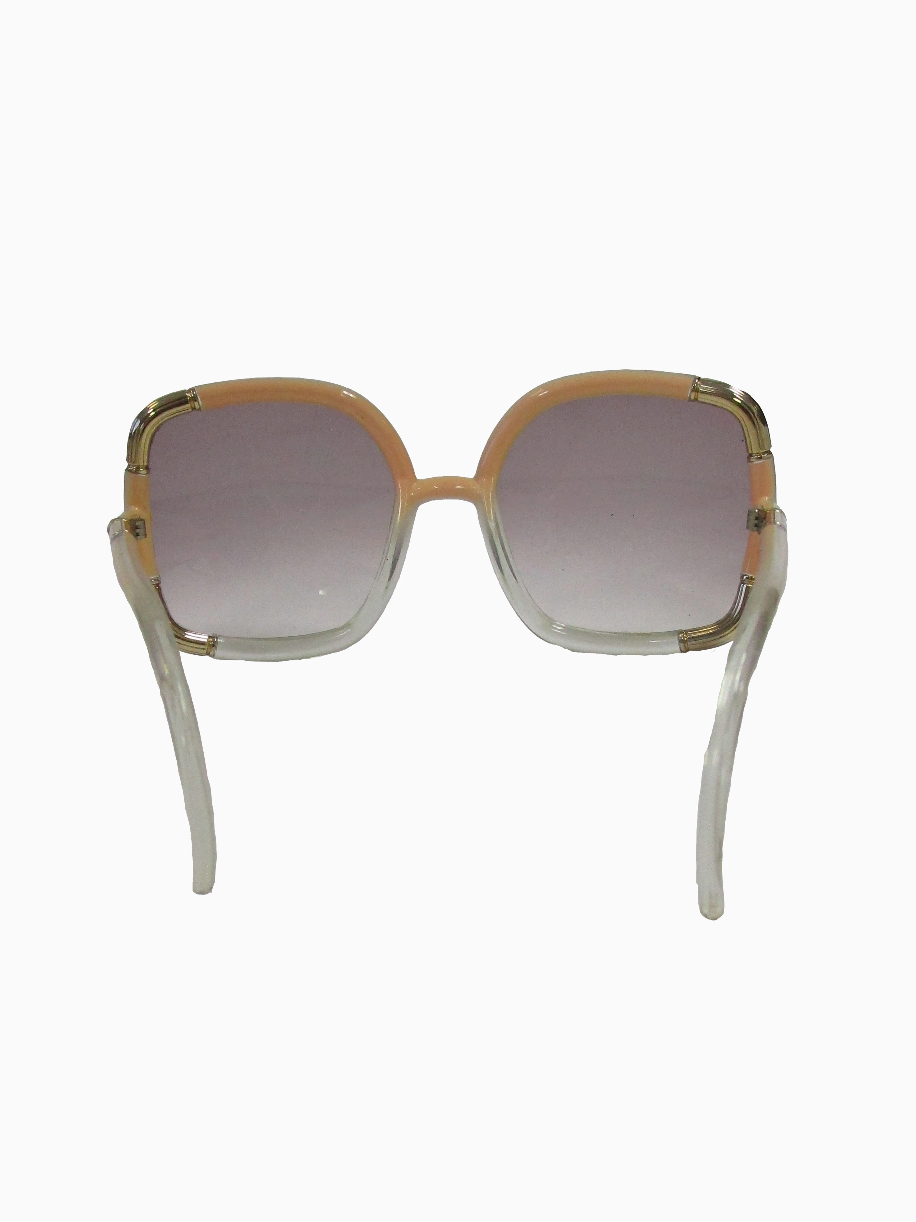 1970s Ted Lapidus Paris Nude and Clear Oversized Sunglasses