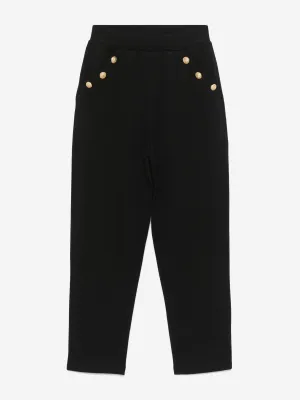 Balmain Girls Logo Button Joggers in Black