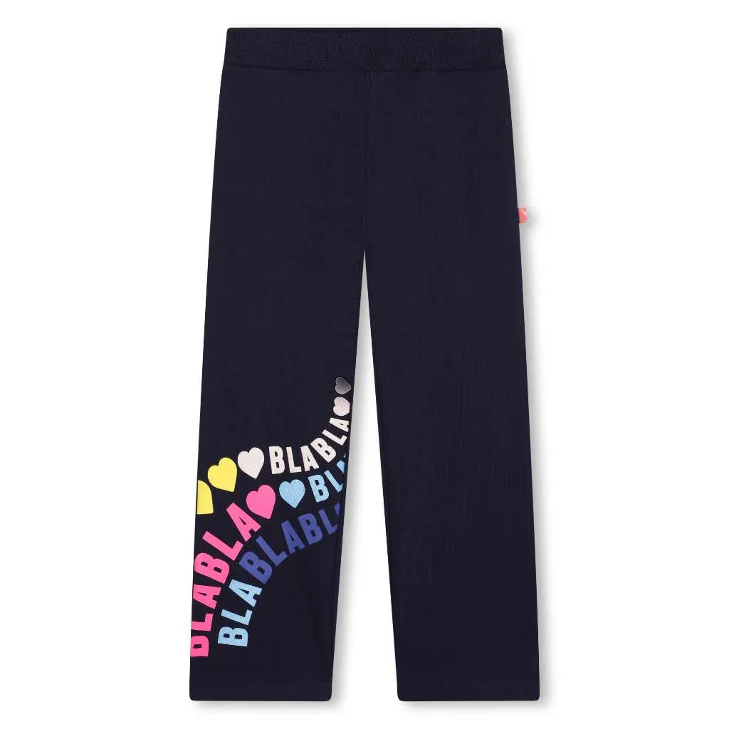 Billieblush Girls Logo Printed Straight Leg Pants