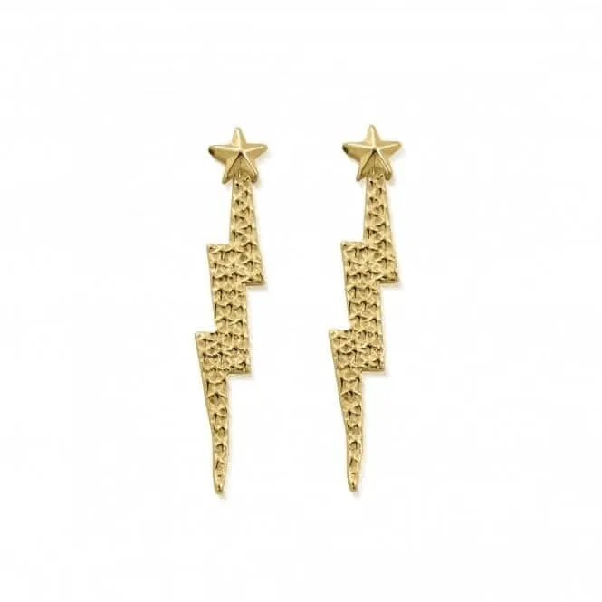 Chlobo Jewellery Gold Lightning Bolt Drop Earrings GEST4002