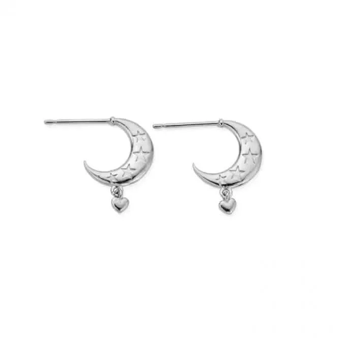 Chlobo Jewellery Silver Love By The Moon Huggie Hoop Earrings SEH3394