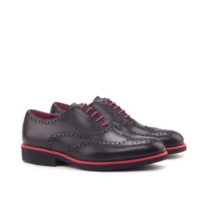 Dapperfam Shoes DapperFam Aeron in Black Men's Italian Leather Full Brogue