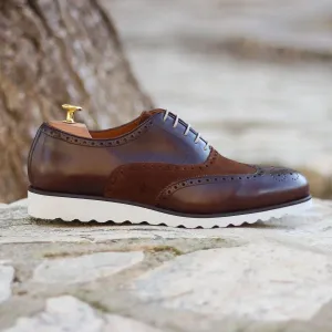 Dapperfam Shoes DapperFam Aeron in Dark Brown Men's Lux Suede & Italian Leather Full Brogue
