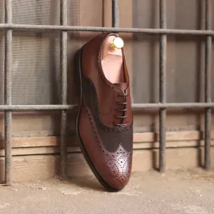 Dapperfam Shoes DapperFam Aeron in Dark Brown Men's Lux Suede & Italian Leather Full Brogue