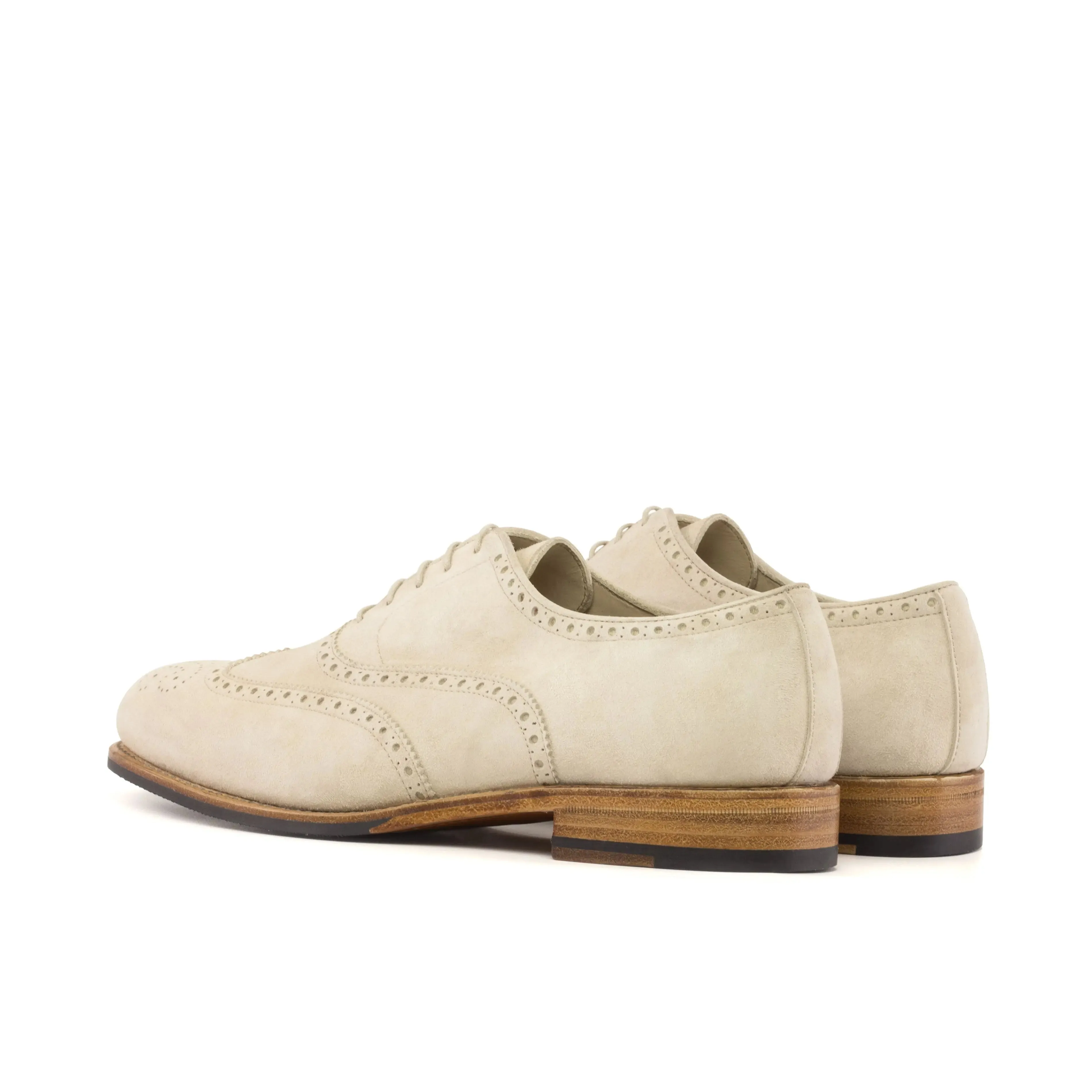Dapperfam Shoes DapperFam Aeron in Ivory Men's Italian Suede Full Brogue