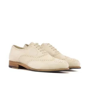 Dapperfam Shoes DapperFam Aeron in Ivory Men's Italian Suede Full Brogue