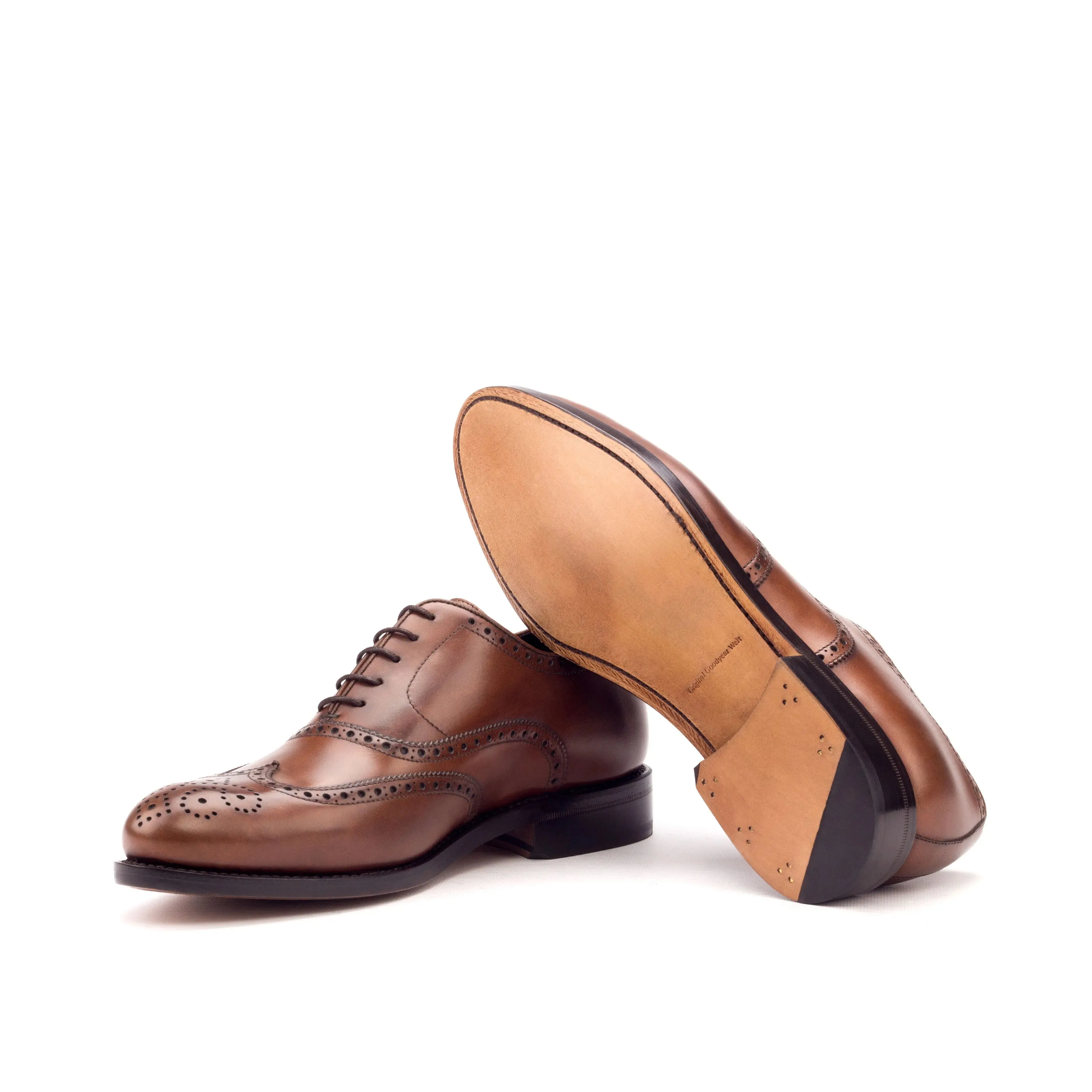 Dapperfam Shoes DapperFam Aeron in Med Brown Men's Italian Leather Full Brogue