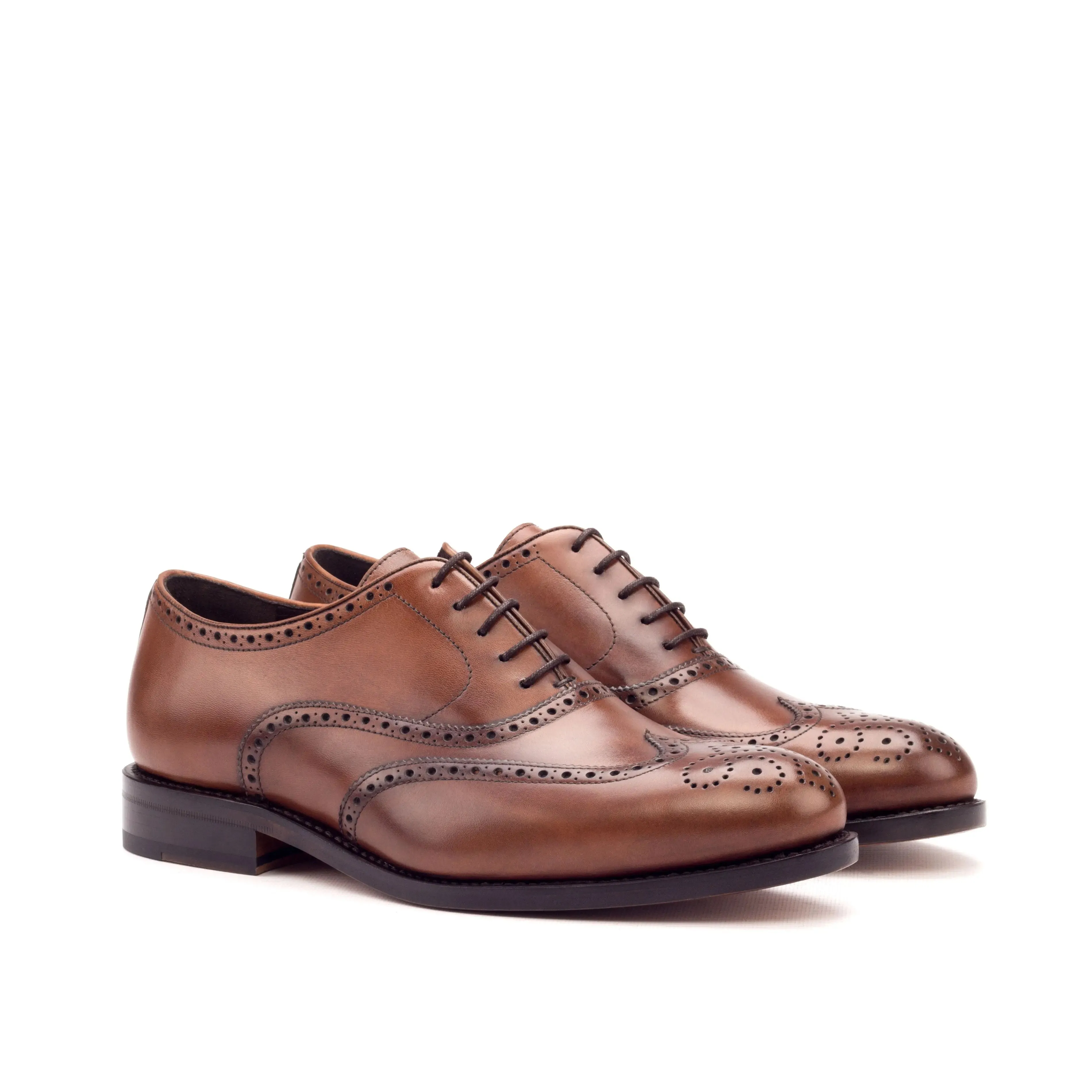 Dapperfam Shoes DapperFam Aeron in Med Brown Men's Italian Leather Full Brogue