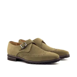Dapperfam Shoes DapperFam Brenno in Khaki Men's Lux Suede Single Monk