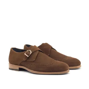 Dapperfam Shoes DapperFam Brenno in Med Brown Men's Lux Suede Single Monk