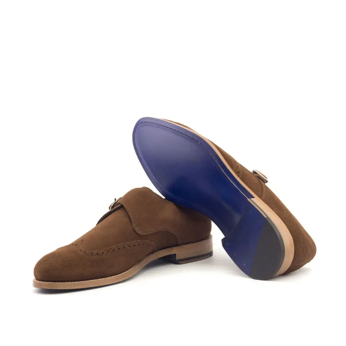 Dapperfam Shoes DapperFam Brenno in Med Brown Men's Lux Suede Single Monk