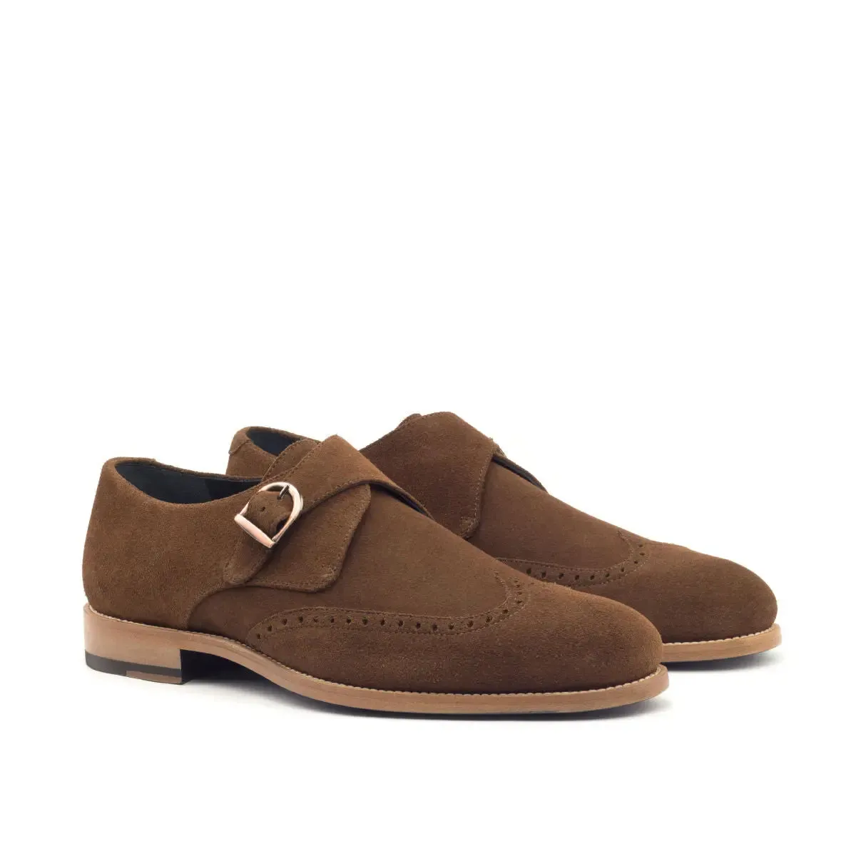 Dapperfam Shoes DapperFam Brenno in Med Brown Men's Lux Suede Single Monk