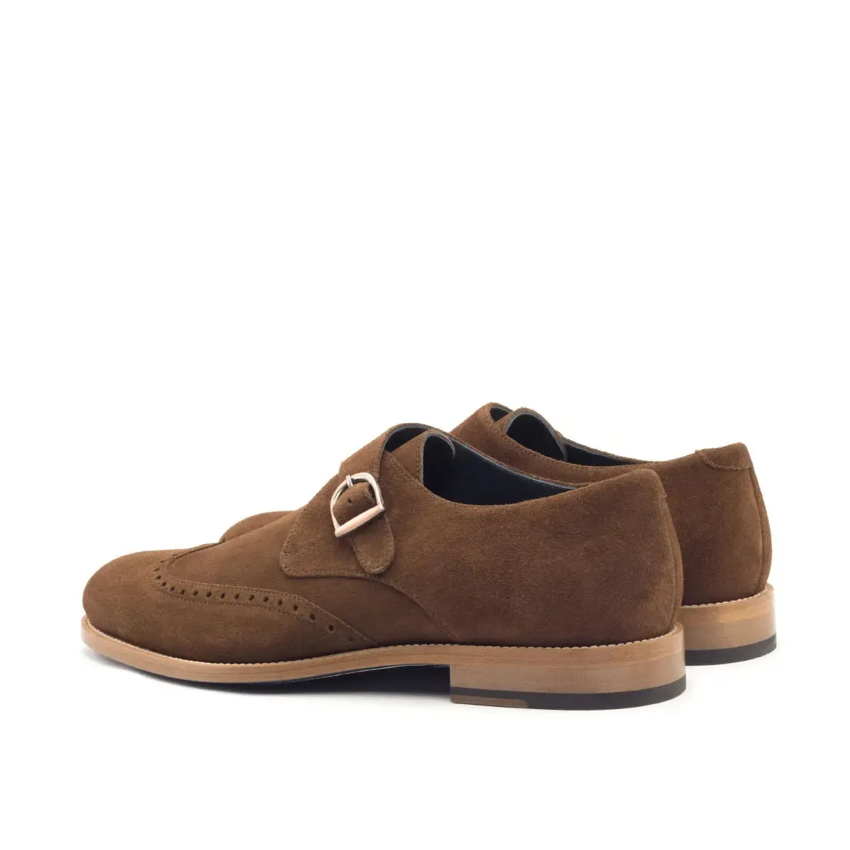 Dapperfam Shoes DapperFam Brenno in Med Brown Men's Lux Suede Single Monk