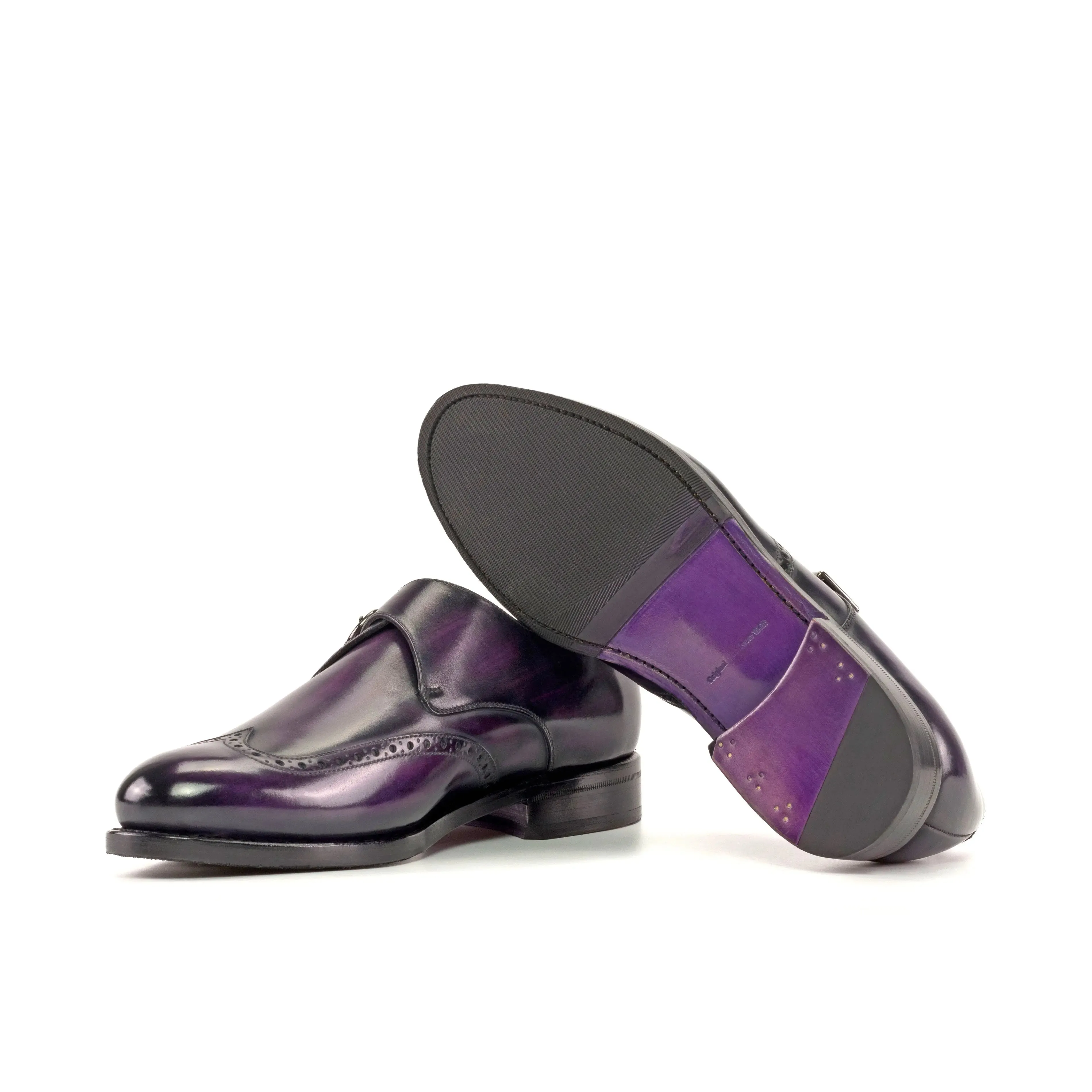 Dapperfam Shoes DapperFam Brenno in Purple Men's Hand-Painted Patina Single Monk