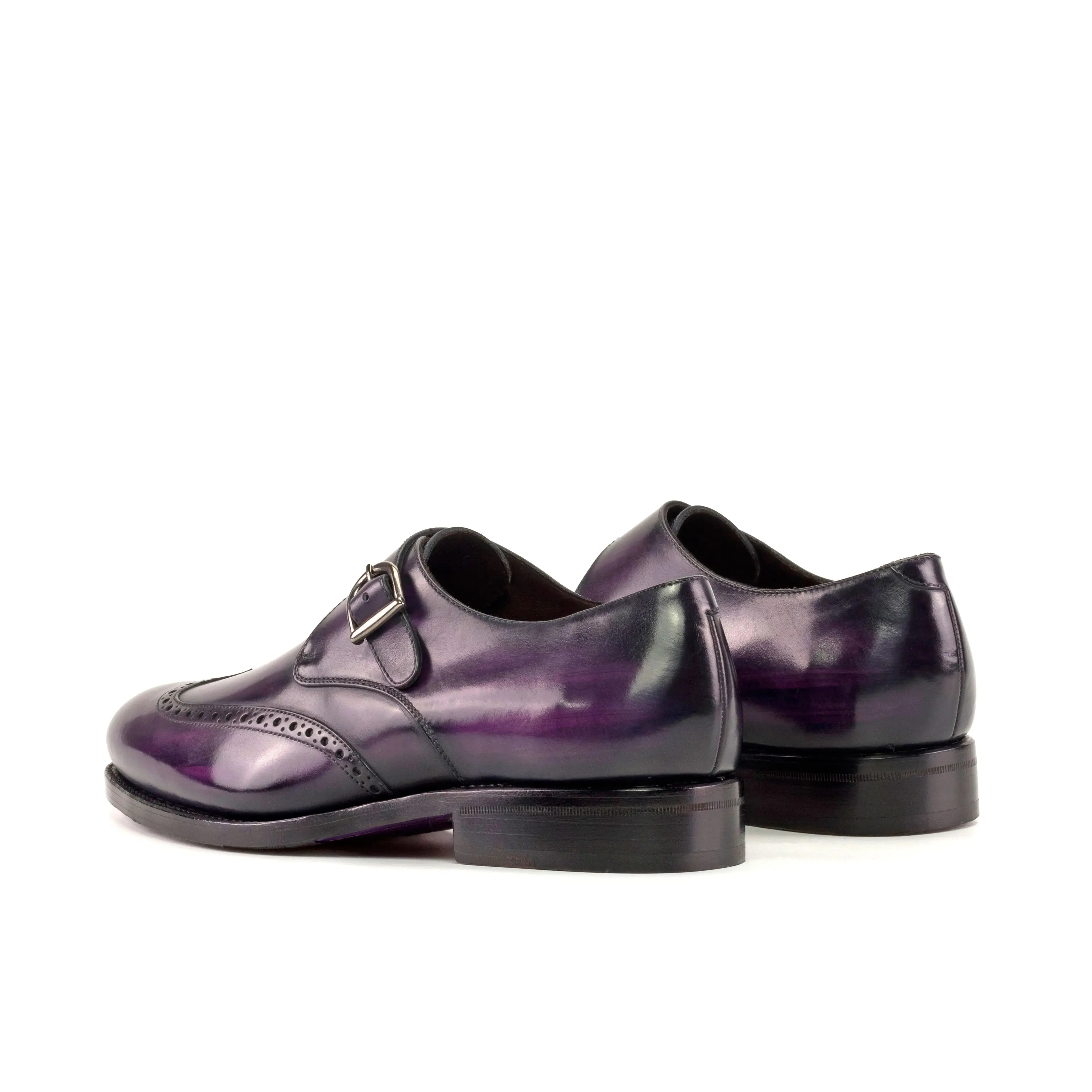Dapperfam Shoes DapperFam Brenno in Purple Men's Hand-Painted Patina Single Monk