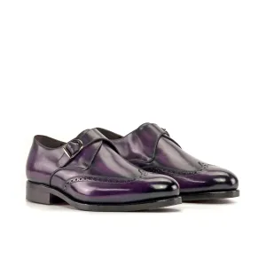 Dapperfam Shoes DapperFam Brenno in Purple Men's Hand-Painted Patina Single Monk