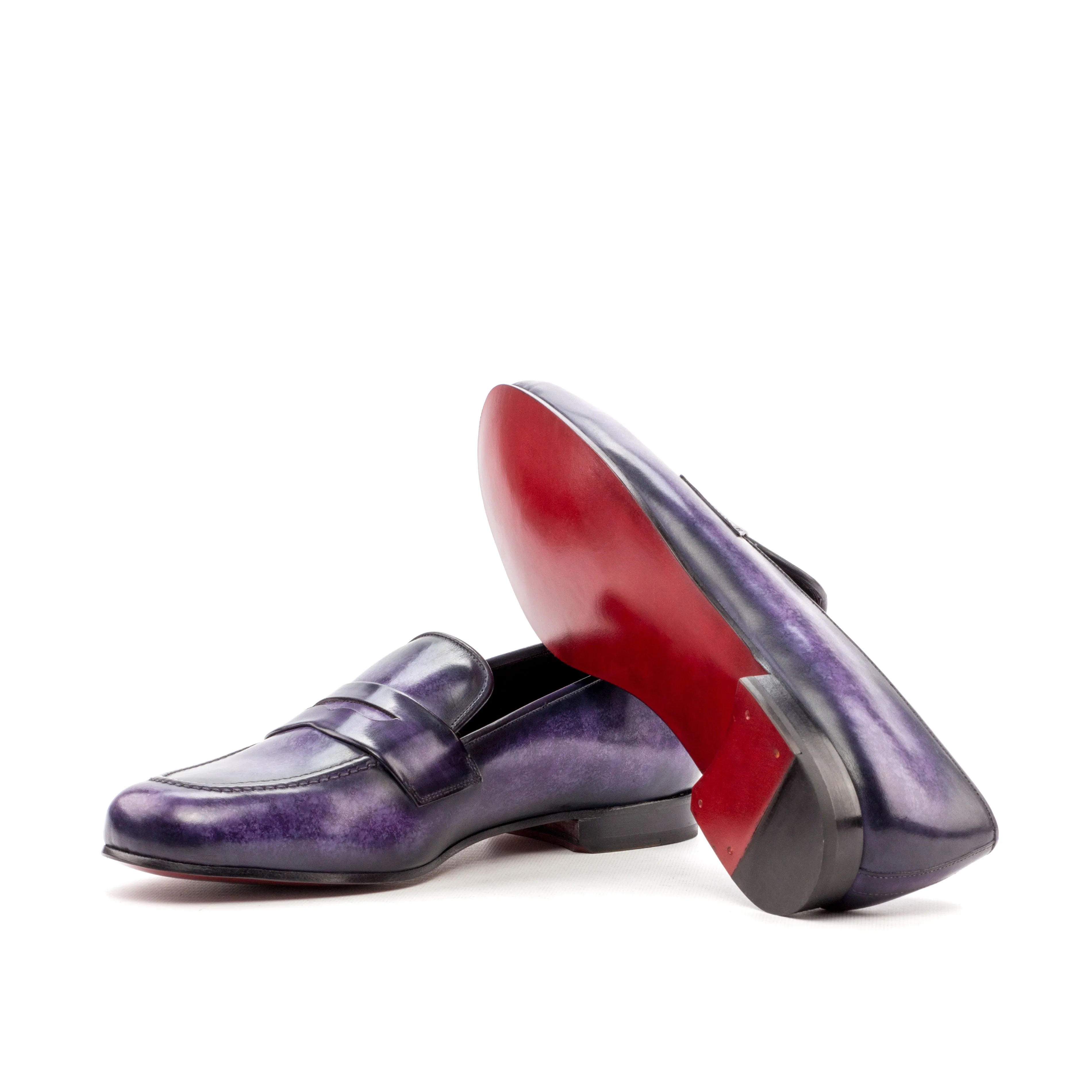 Dapperfam Shoes DapperFam Enzo in Purple Men's Hand-Painted Patina Slipper
