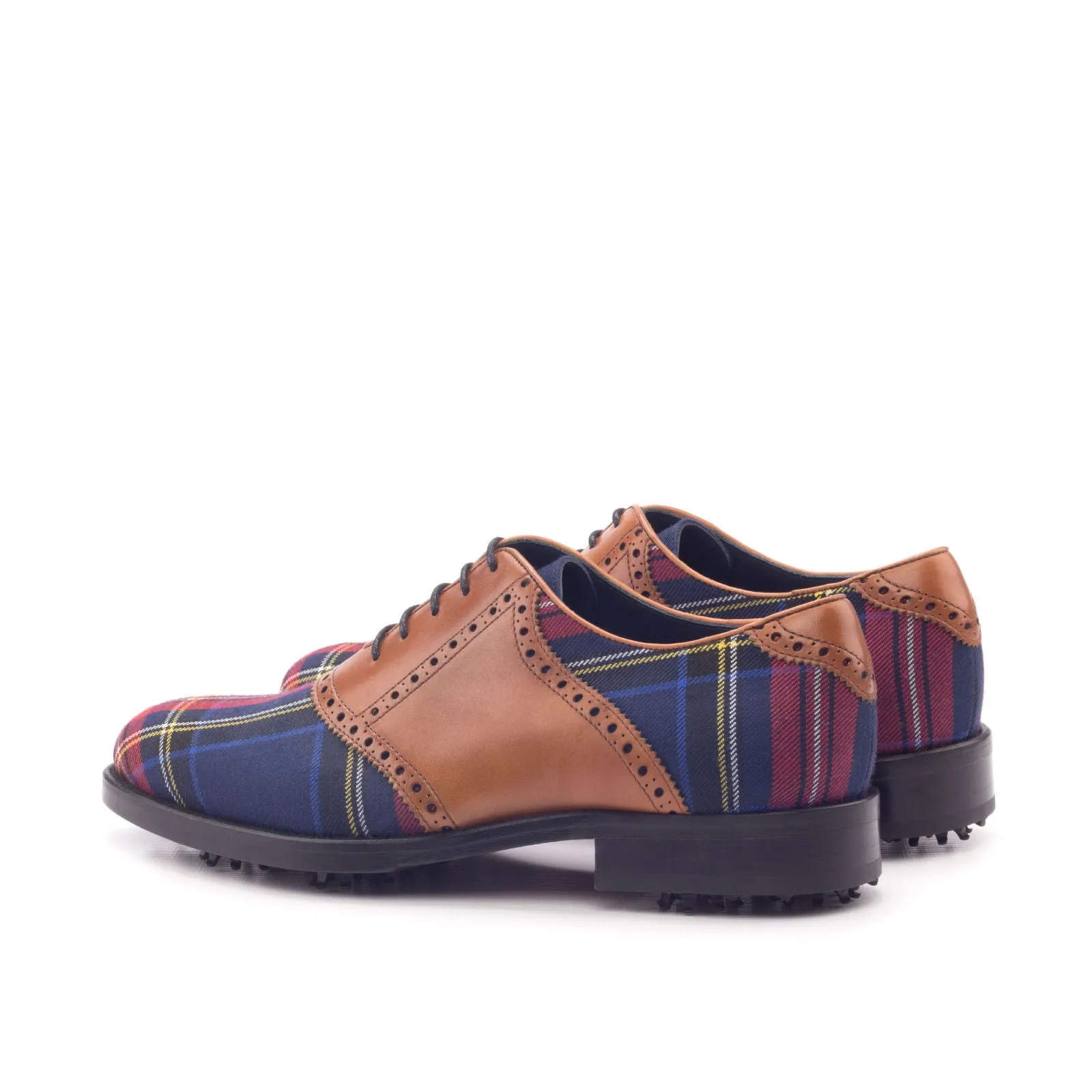 Dapperfam Shoes DapperFam Fabrizio Golf in Tartan / Cognac Men's Sartorial & Italian Leather Saddle