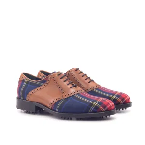 Dapperfam Shoes DapperFam Fabrizio Golf in Tartan / Cognac Men's Sartorial & Italian Leather Saddle