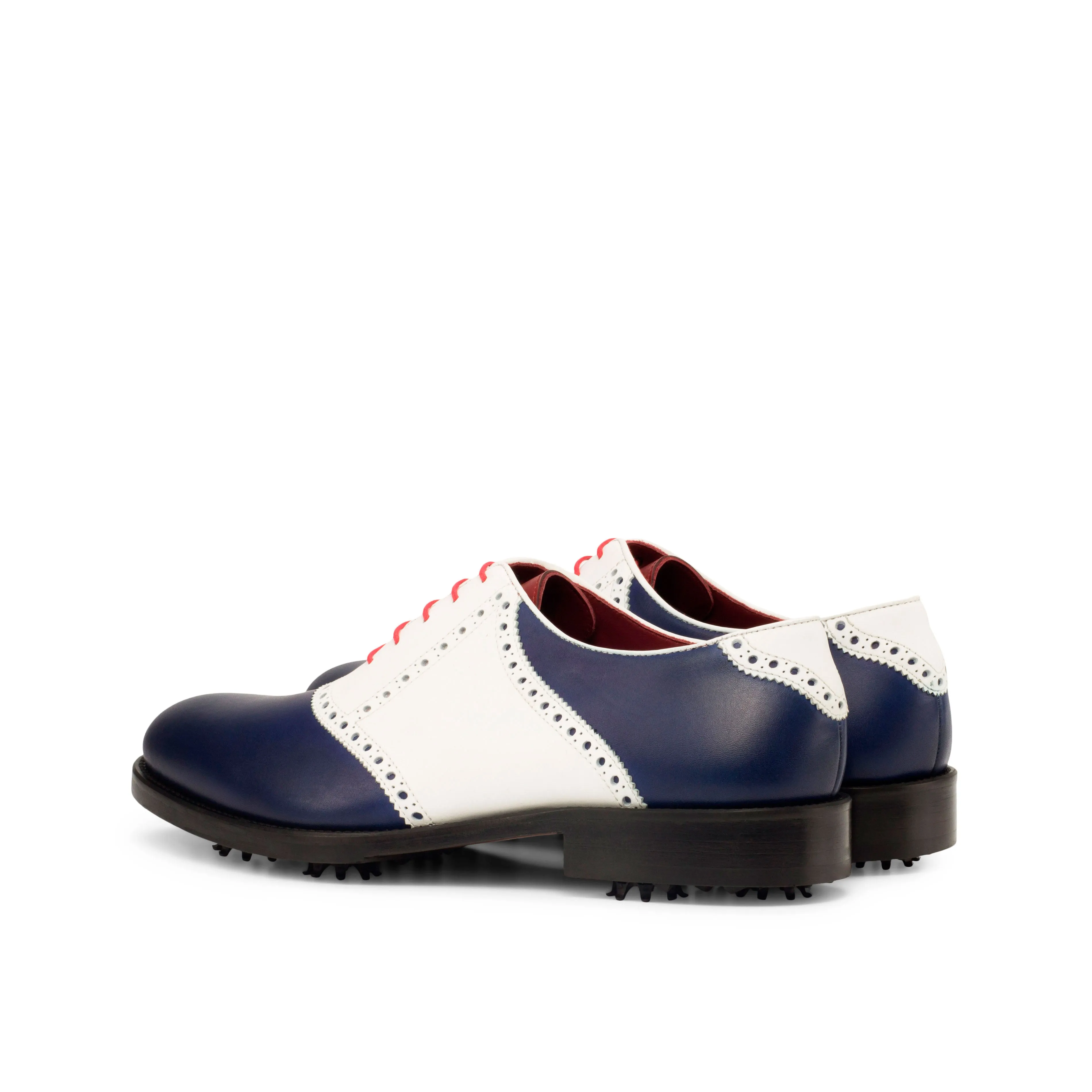 Dapperfam Shoes DapperFam Fabrizio Golf in White / Navy / Red Men's Italian Leather Saddle