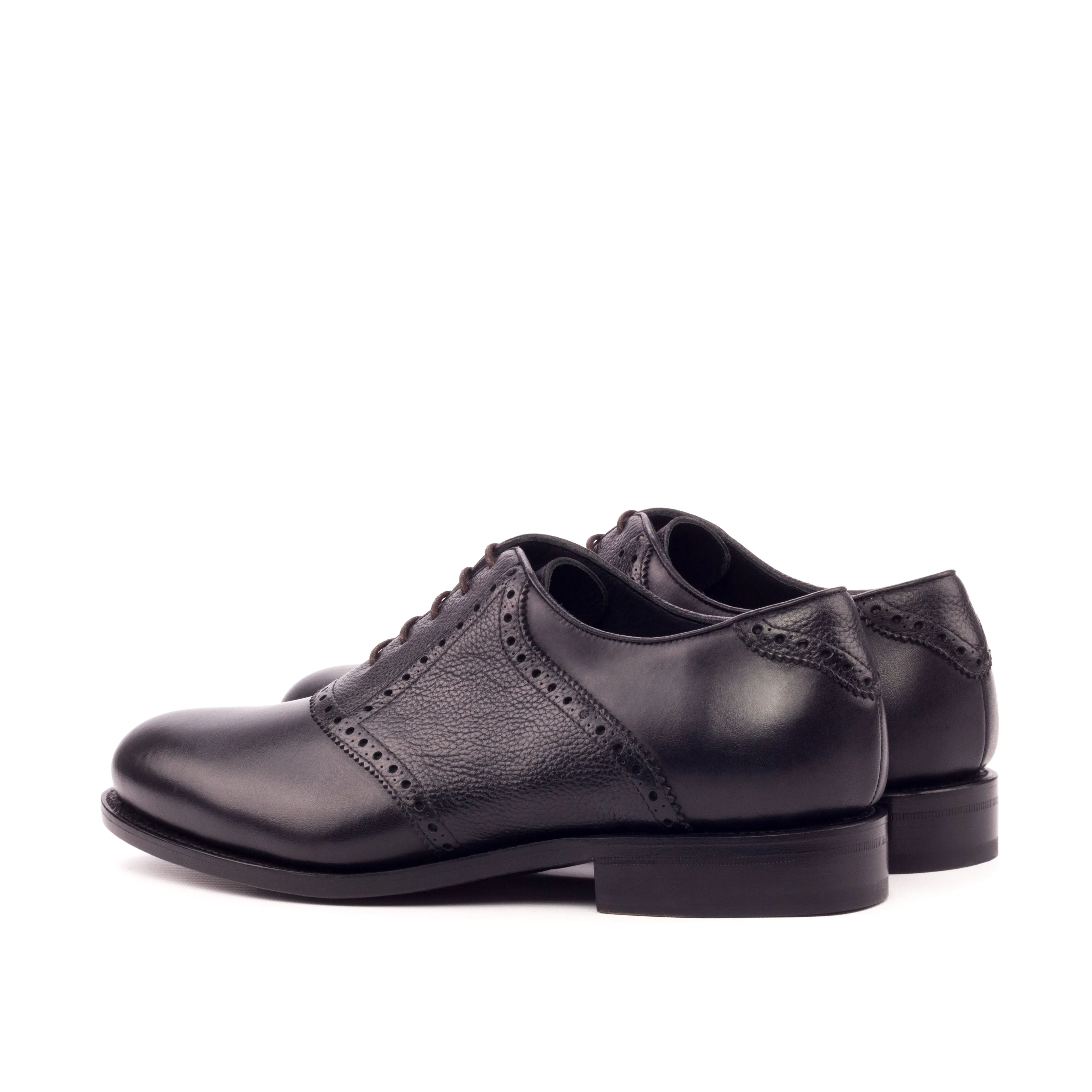 Dapperfam Shoes DapperFam Fabrizio in Black Men's Italian Leather & Italian Full Grain Leather Saddle