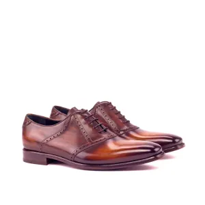 Dapperfam Shoes DapperFam Fabrizio in Cognac / Brown Men's Hand-Painted Patina Saddle