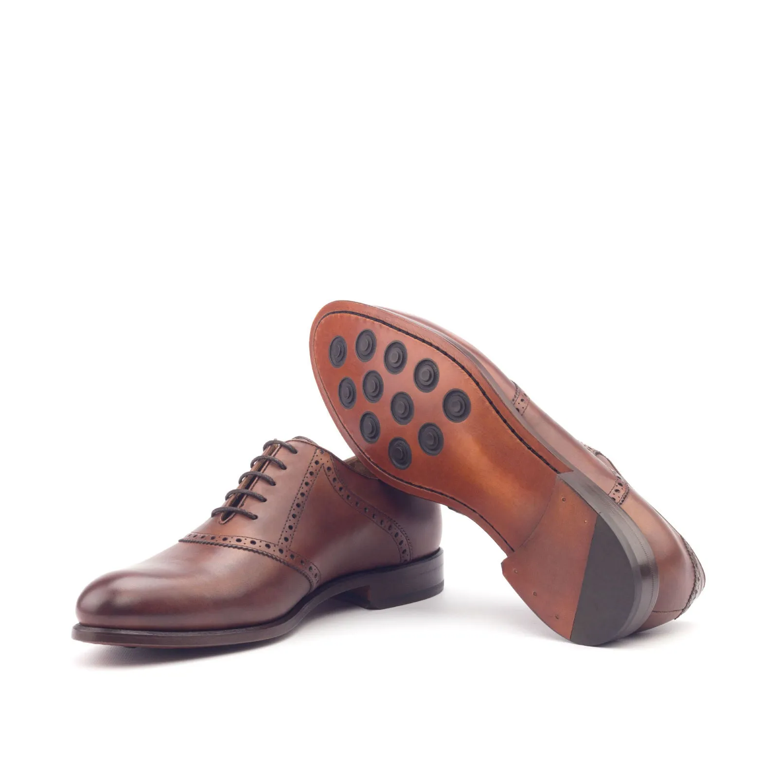 Dapperfam Shoes DapperFam Fabrizio in Dark Brown / Med Brown Men's Italian Leather Saddle