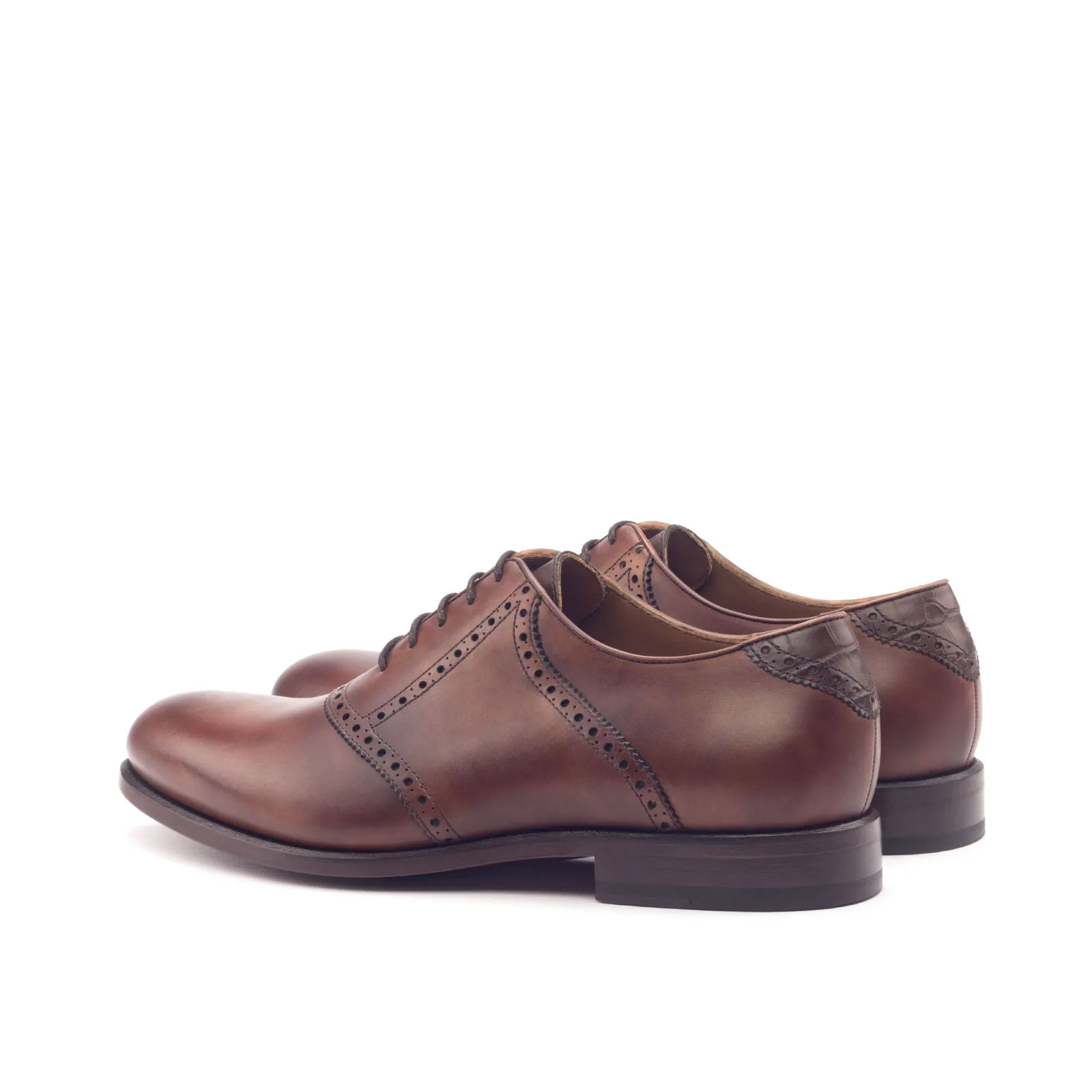 Dapperfam Shoes DapperFam Fabrizio in Dark Brown / Med Brown Men's Italian Leather Saddle