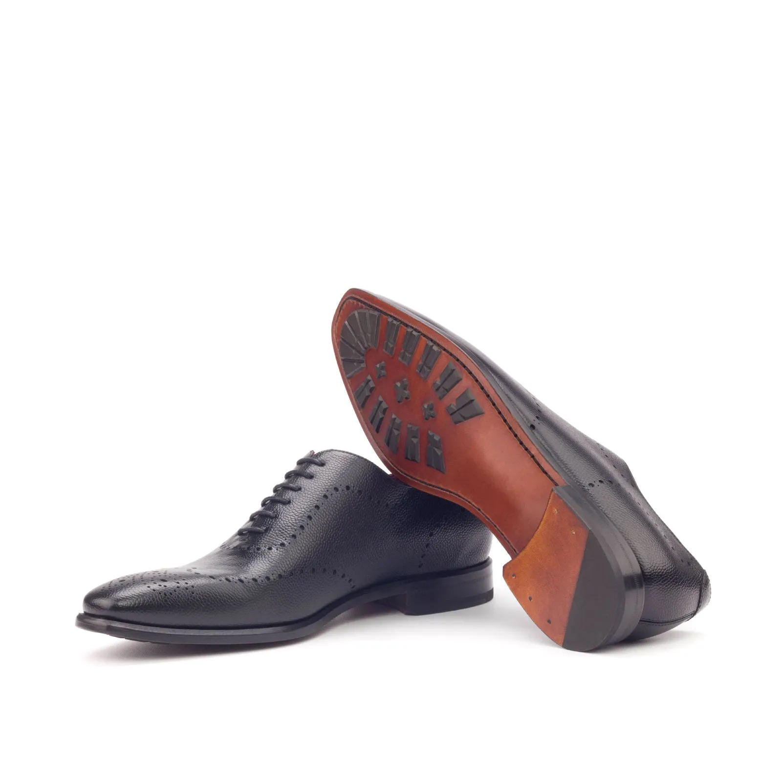 Dapperfam Shoes DapperFam Giuliano in Black Men's Italian Pebble Grain Leather Whole Cut