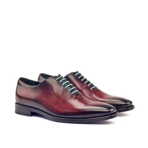 Dapperfam Shoes DapperFam Giuliano in Burgundy / Grey Men's Hand-Painted Patina Whole Cut