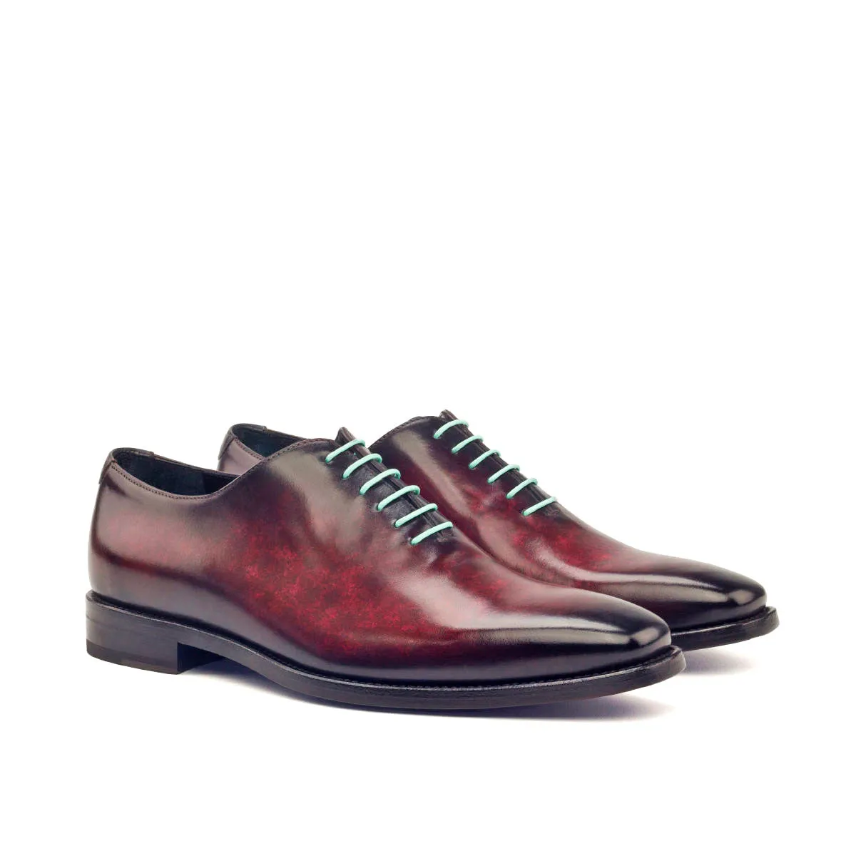 Dapperfam Shoes DapperFam Giuliano in Burgundy / Grey Men's Hand-Painted Patina Whole Cut
