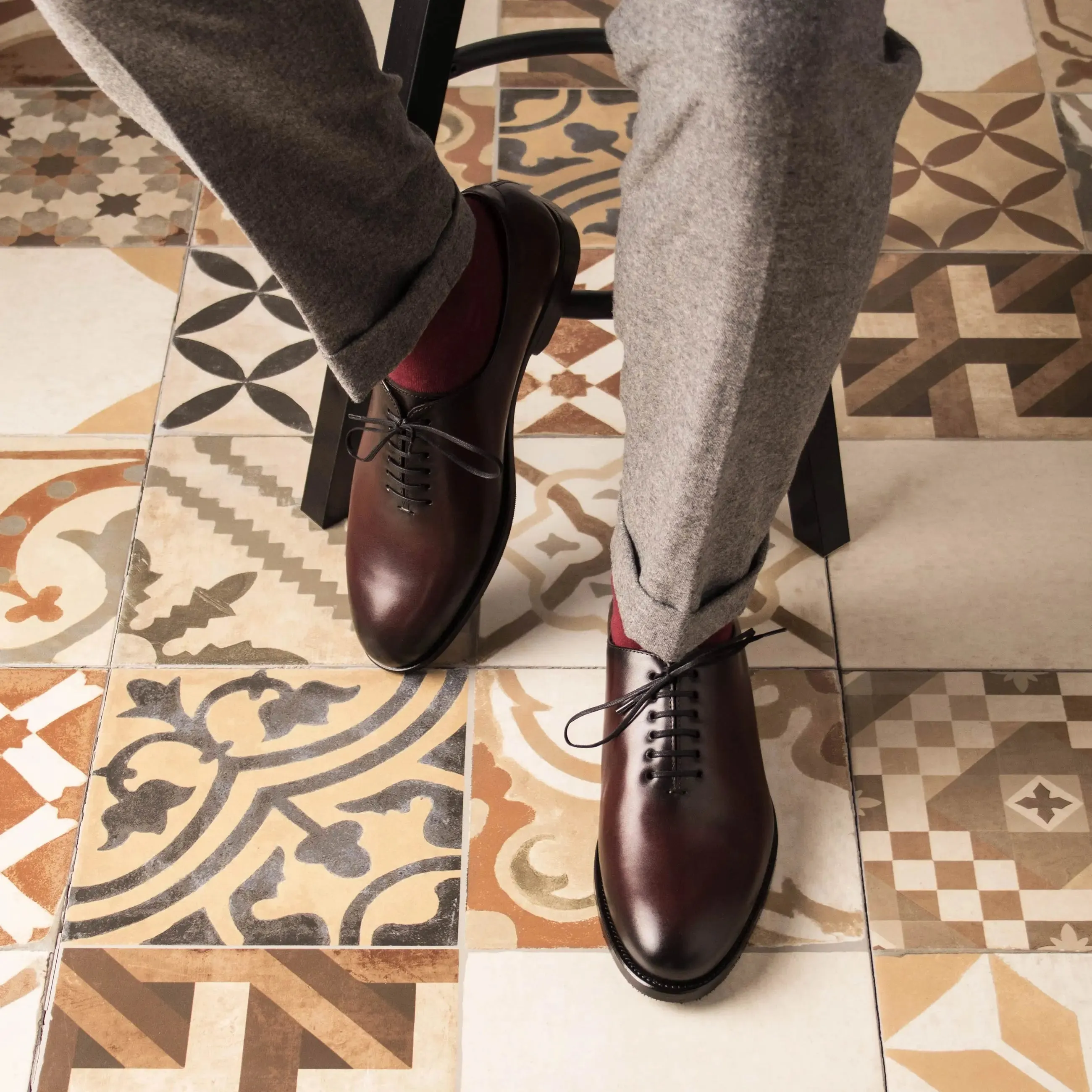 Dapperfam Shoes DapperFam Giuliano in Burgundy Men's Italian Leather Whole Cut