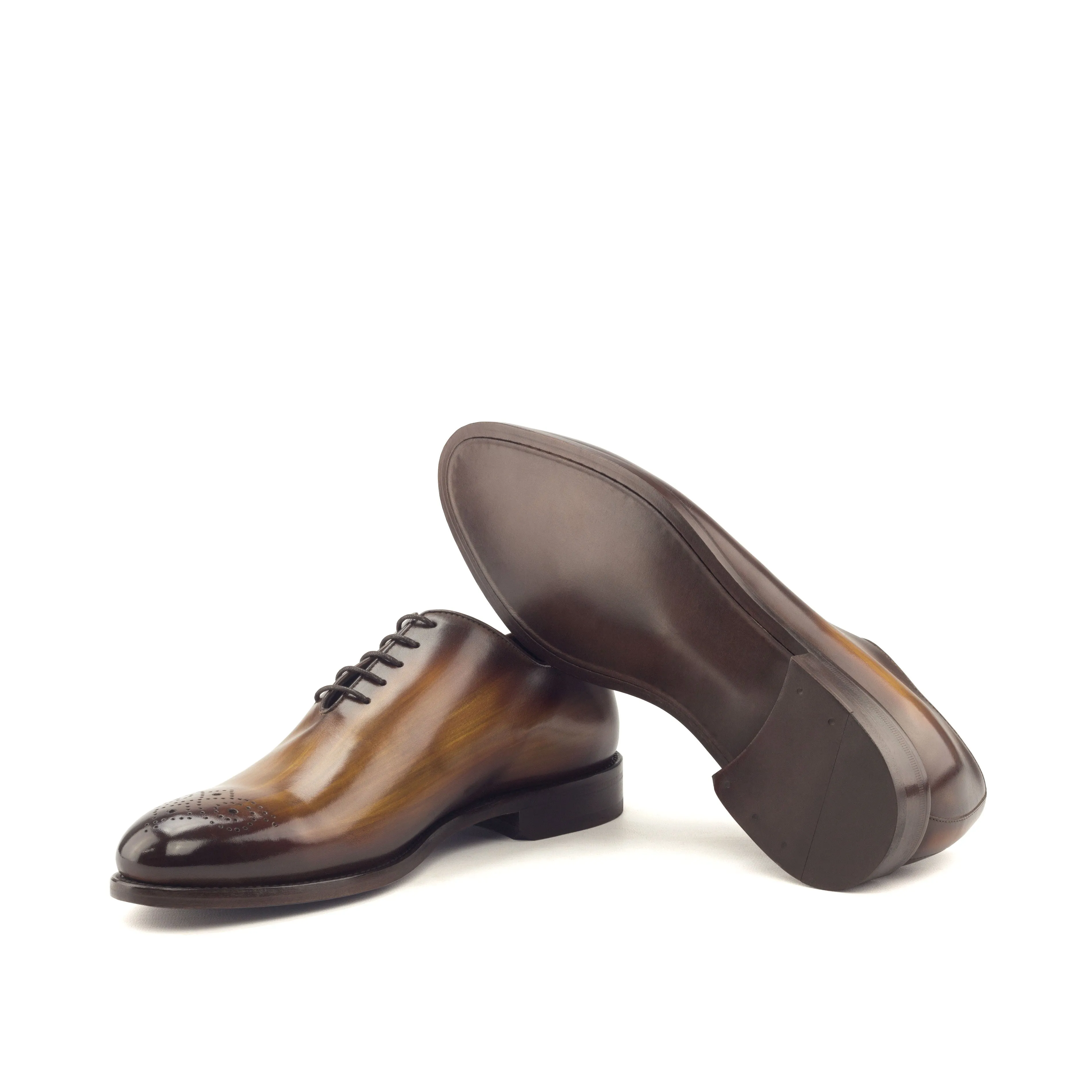 Dapperfam Shoes DapperFam Giuliano in Cognac Men's Hand-Painted Patina Whole Cut