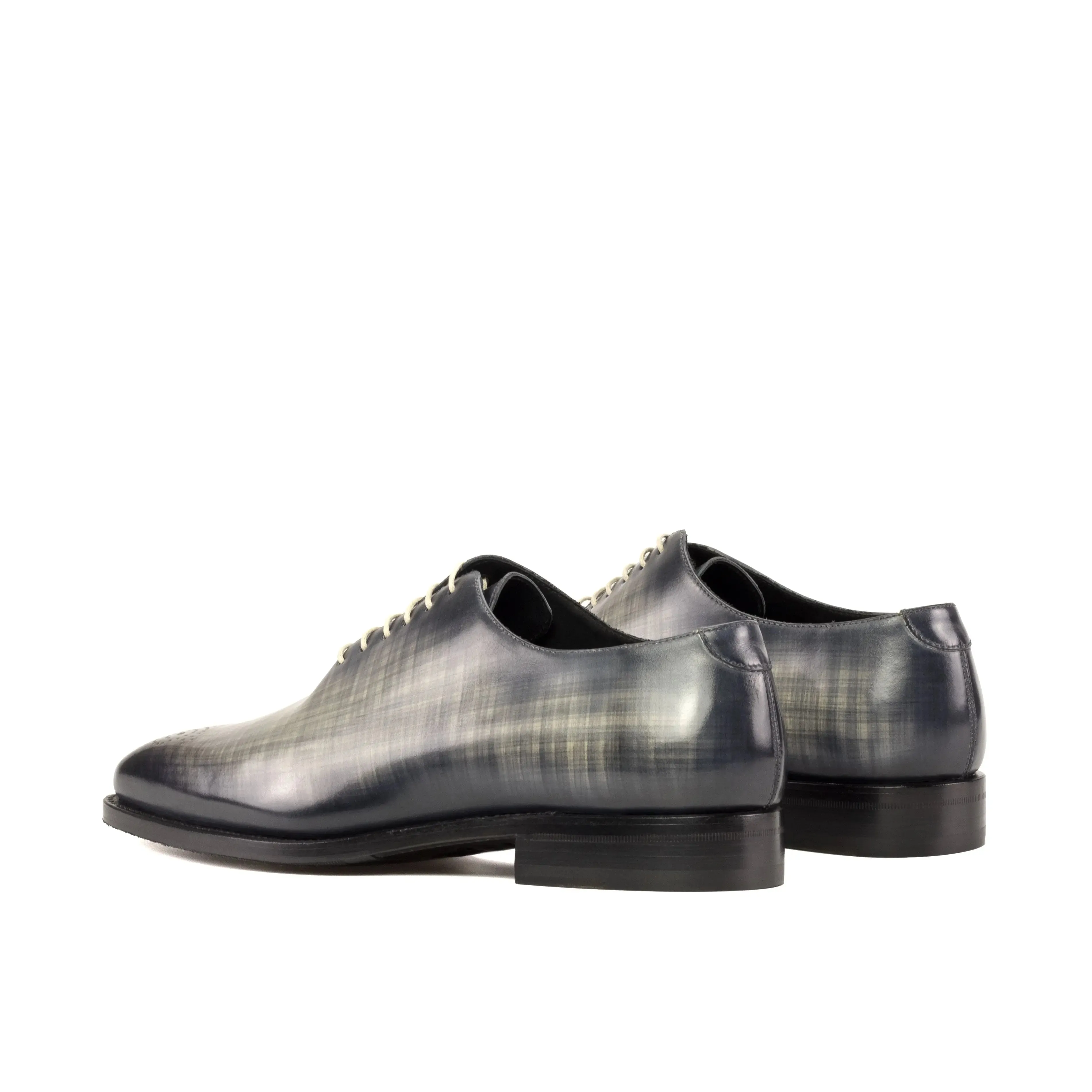 Dapperfam Shoes DapperFam Giuliano in Grey Men's Hand-Painted Patina Whole Cut