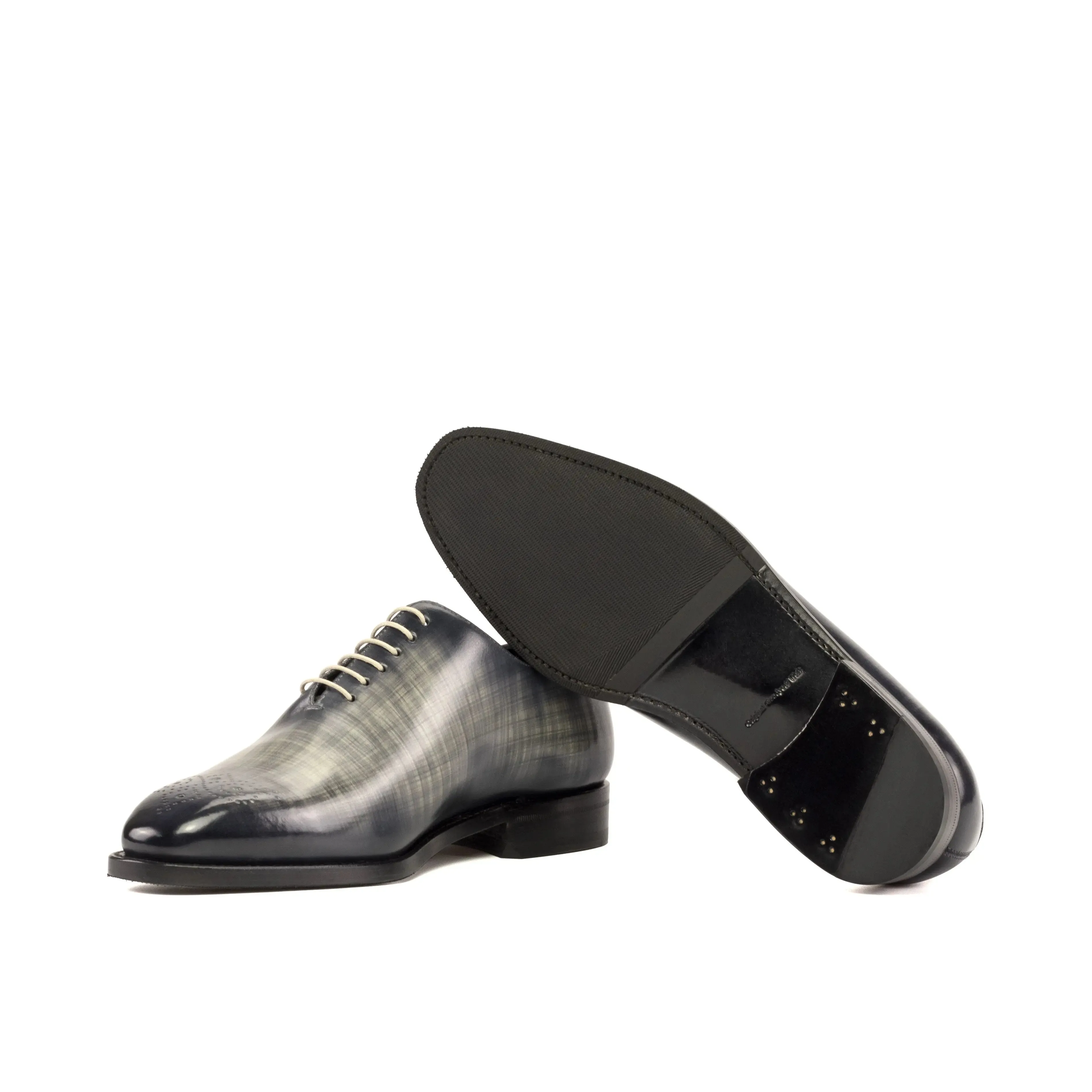 Dapperfam Shoes DapperFam Giuliano in Grey Men's Hand-Painted Patina Whole Cut