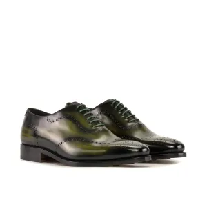 Dapperfam Shoes DapperFam Giuliano in Khaki / Cognac Men's Hand-Painted Patina Whole Cut