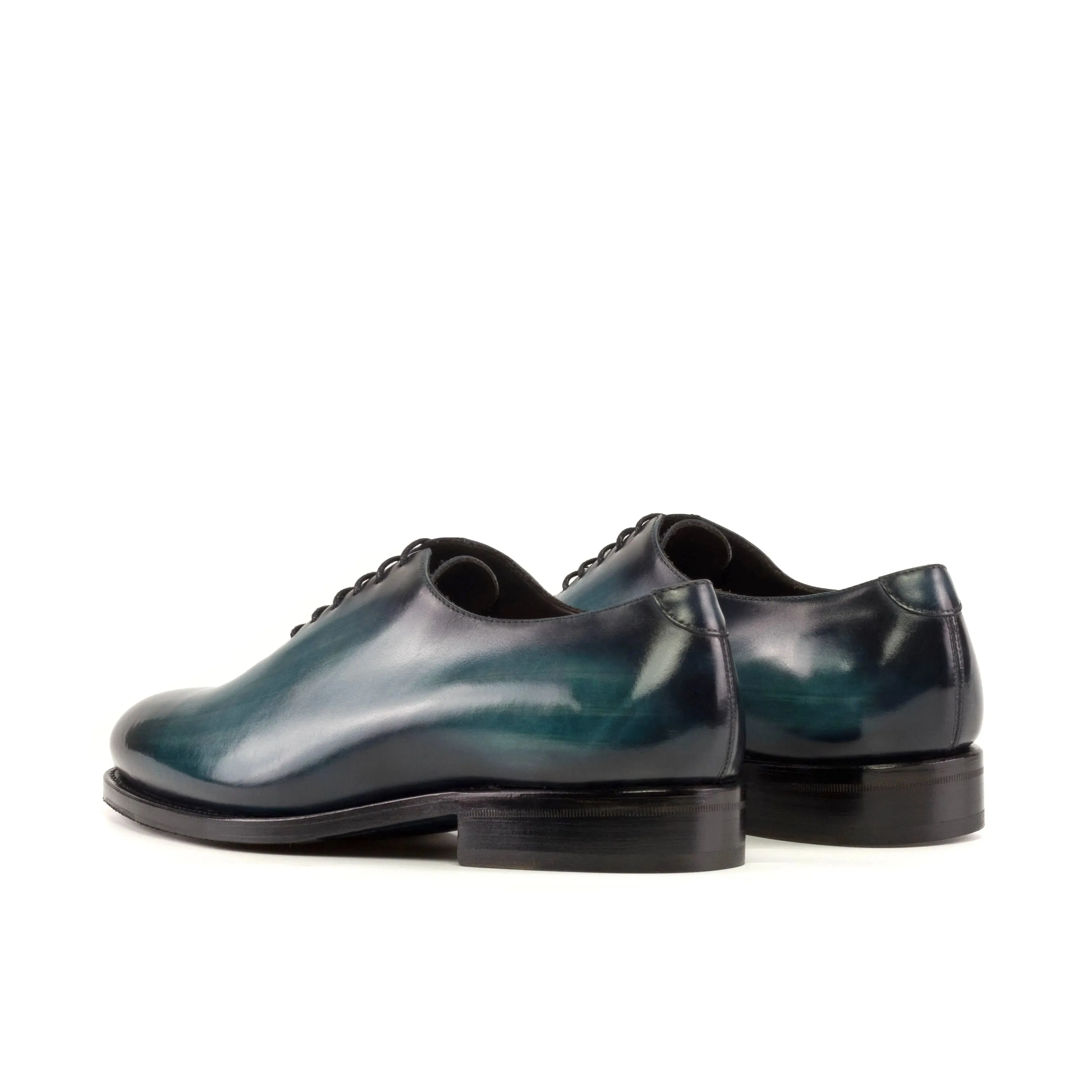 Dapperfam Shoes DapperFam Giuliano in Turquoise Men's Hand-Painted Patina Whole Cut
