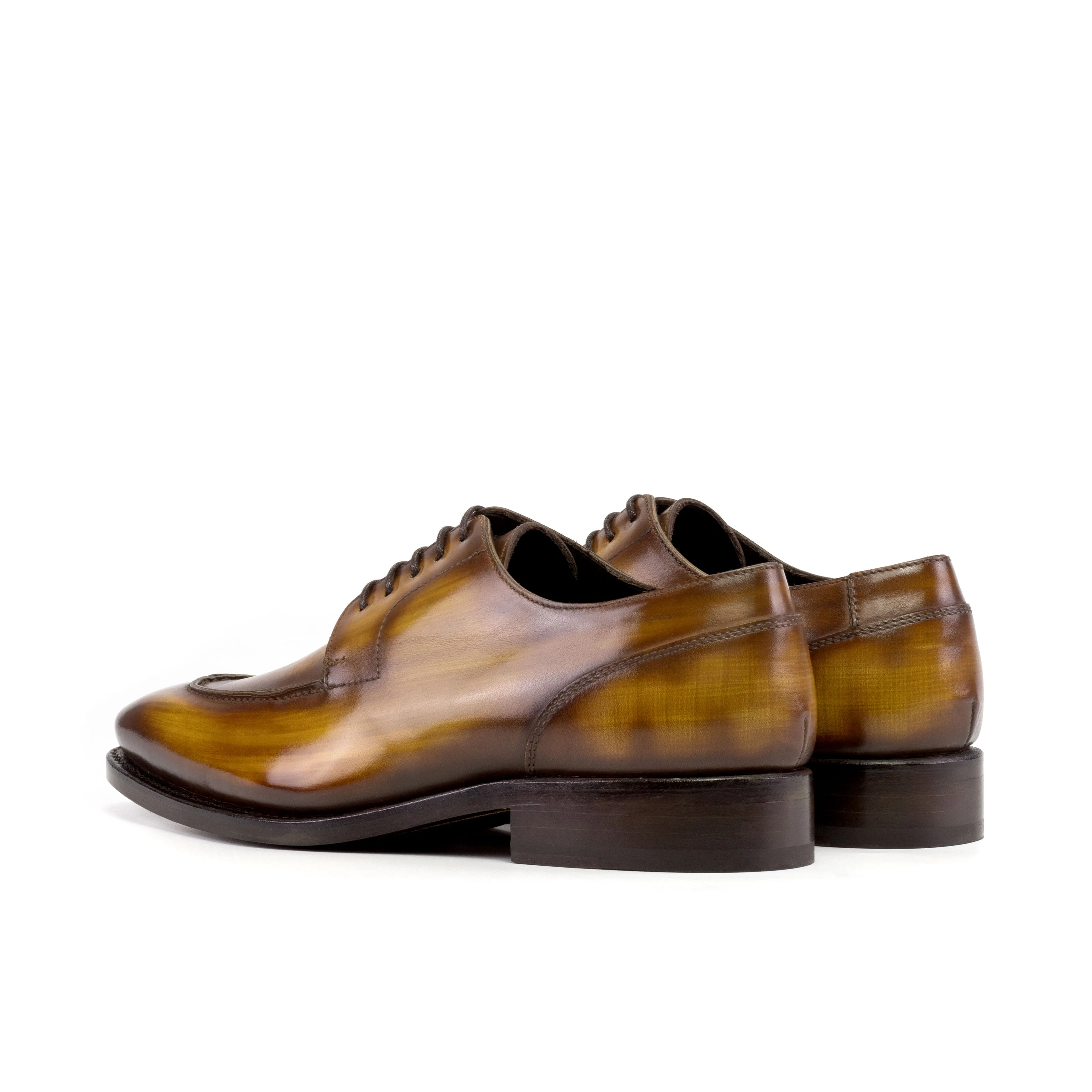 Dapperfam Shoes DapperFam Lorenzo in Cognac Men's Hand-Painted Patina Derby Split Toe