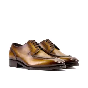 Dapperfam Shoes DapperFam Lorenzo in Cognac Men's Hand-Painted Patina Derby Split Toe