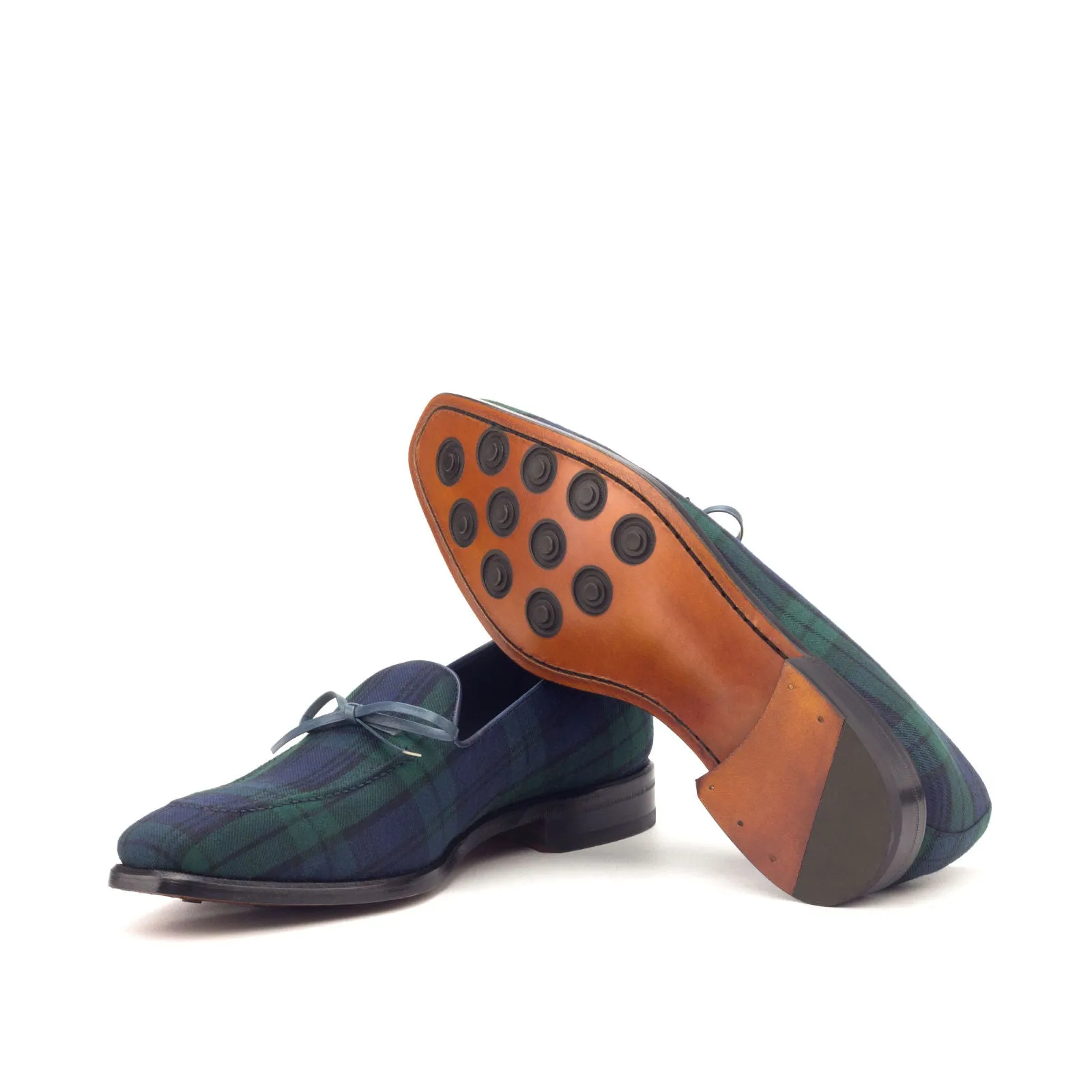 Dapperfam Shoes DapperFam Luciano in Blackwatch / Navy Men's Sartorial & Italian Leather Loafer