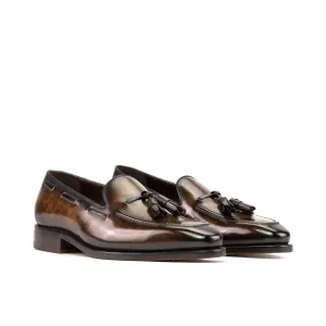 Dapperfam Shoes DapperFam Luciano in Brown Men's Hand-Painted Patina Loafer