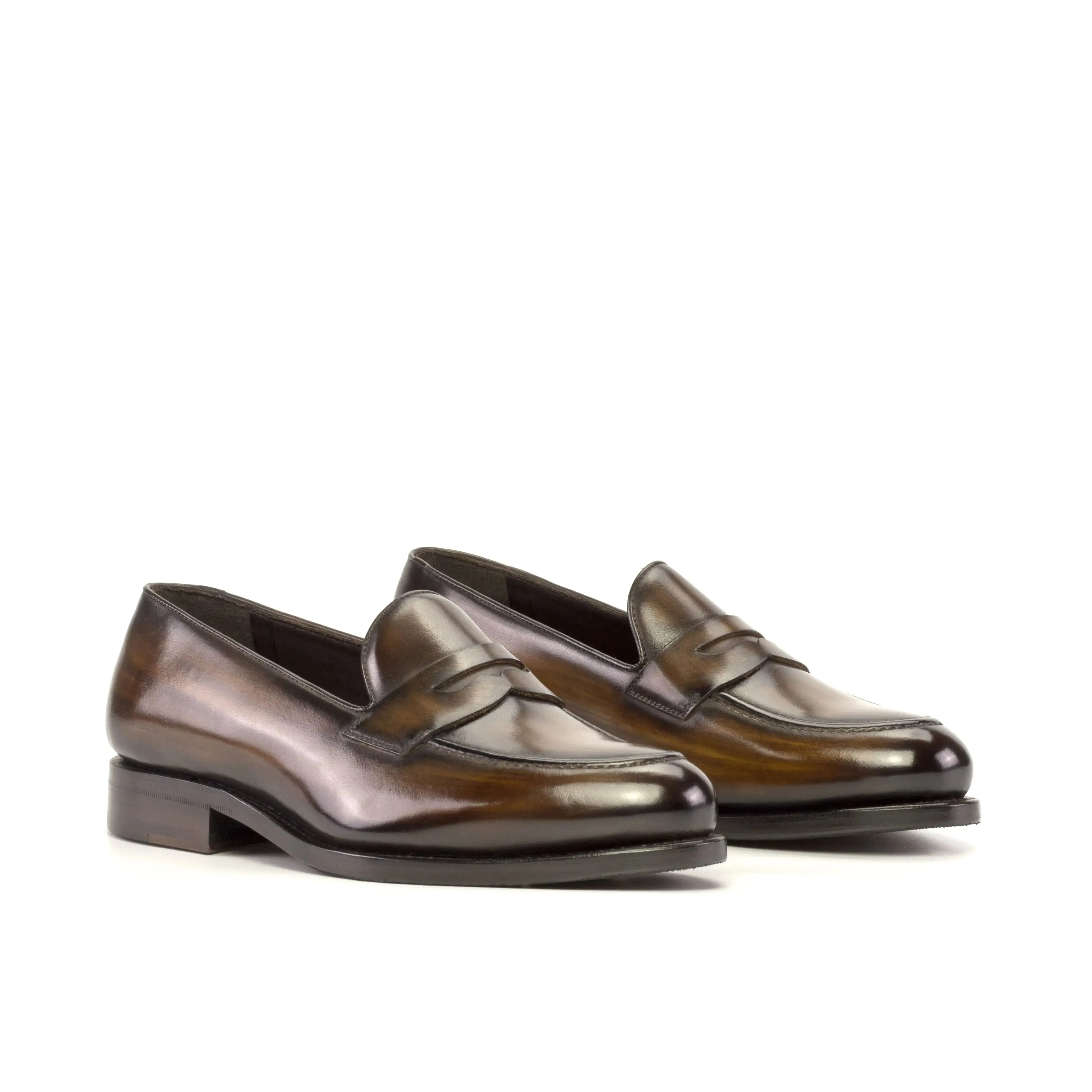 Dapperfam Shoes DapperFam Luciano in Brown Men's Hand-Painted Patina Loafer