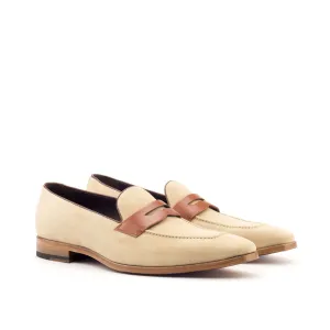 Dapperfam Shoes DapperFam Luciano in Taupe / Cognac / Med Brown Men's Italian Leather & Italian Suede Loafer