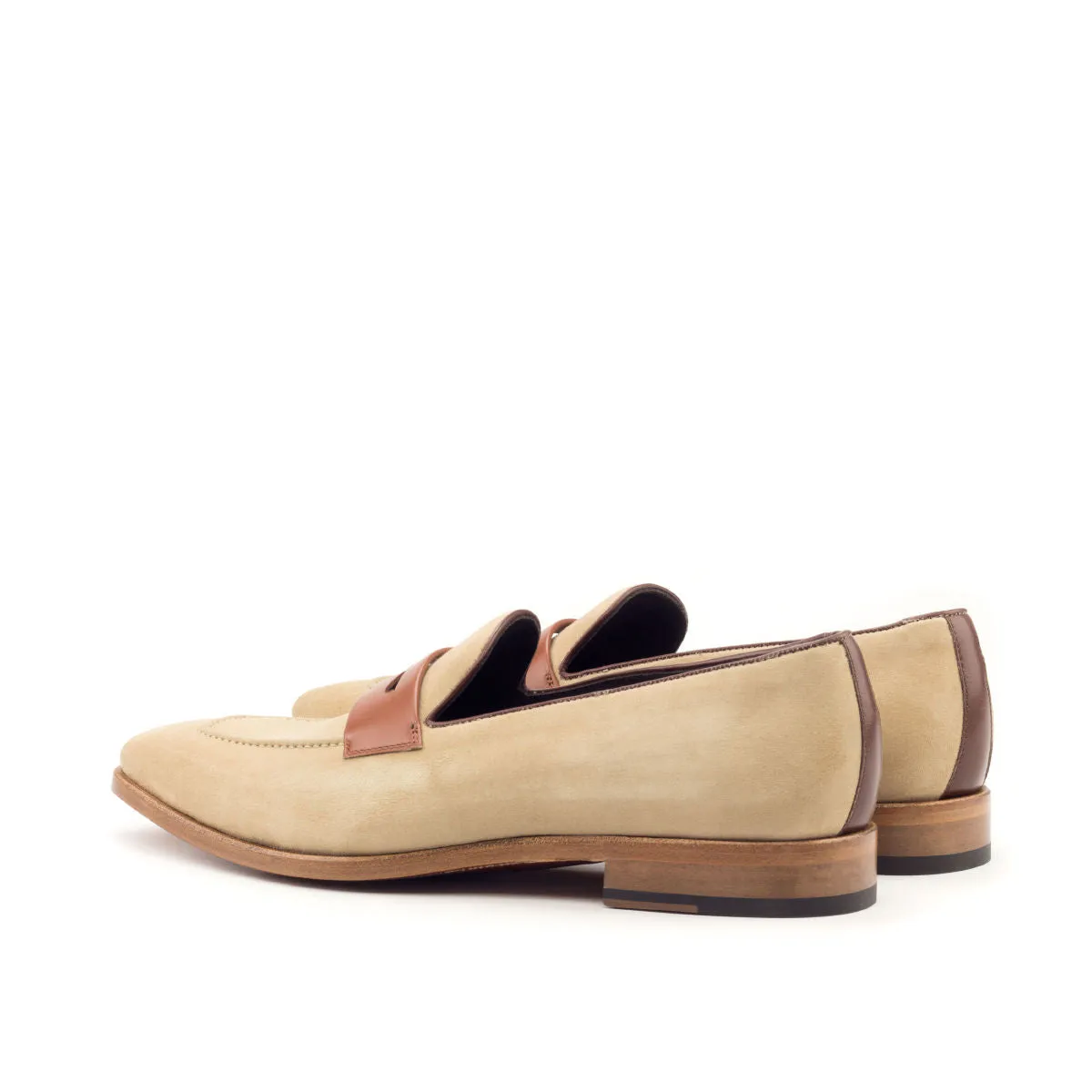 Dapperfam Shoes DapperFam Luciano in Taupe / Cognac / Med Brown Men's Italian Leather & Italian Suede Loafer
