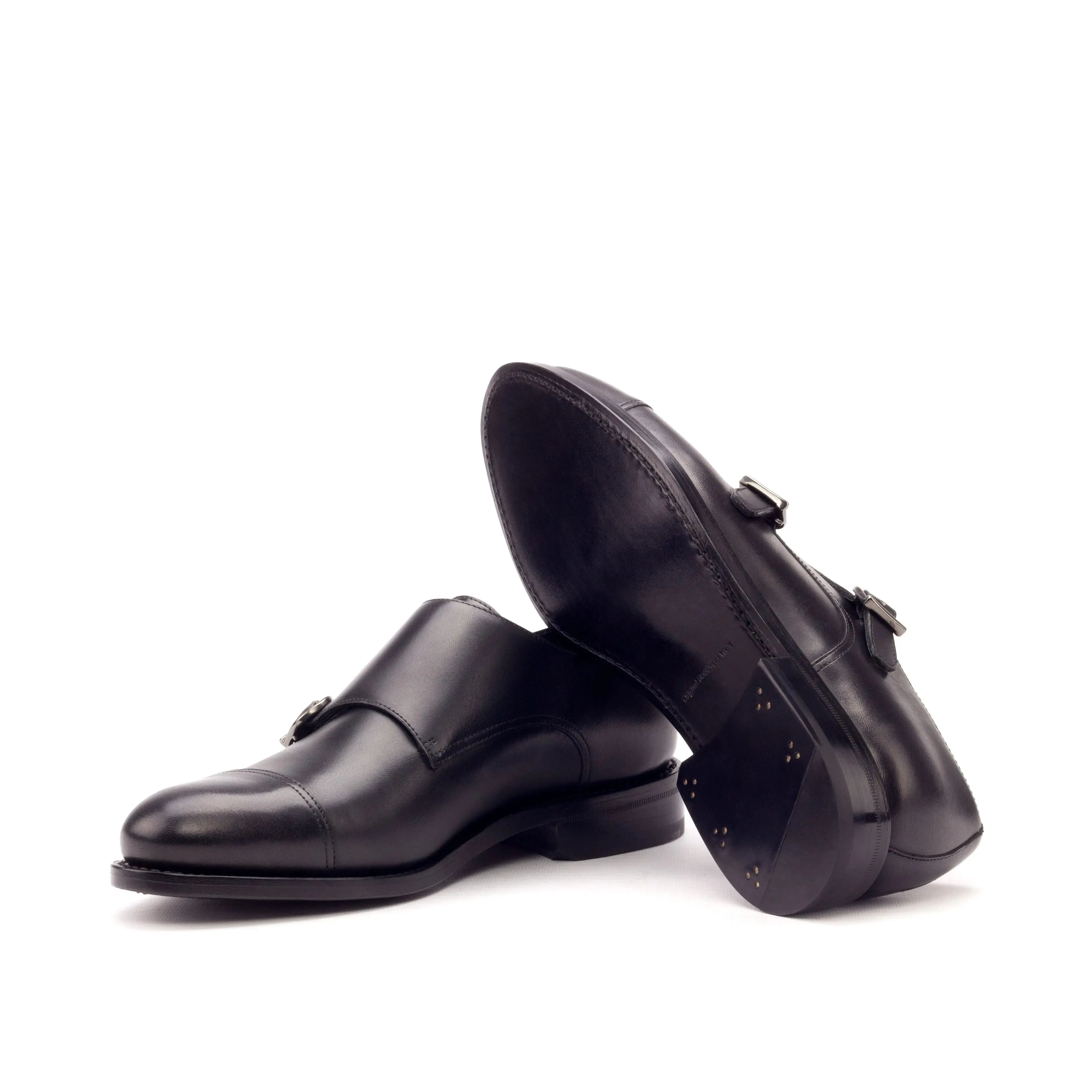 Dapperfam Shoes DapperFam Monaco in Black Men's Italian Leather Double Monk