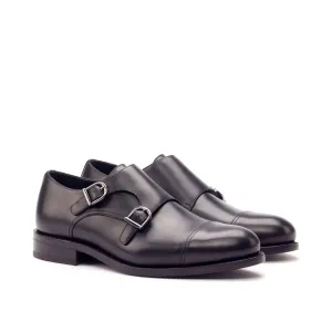 Dapperfam Shoes DapperFam Monaco in Black Men's Italian Leather Double Monk