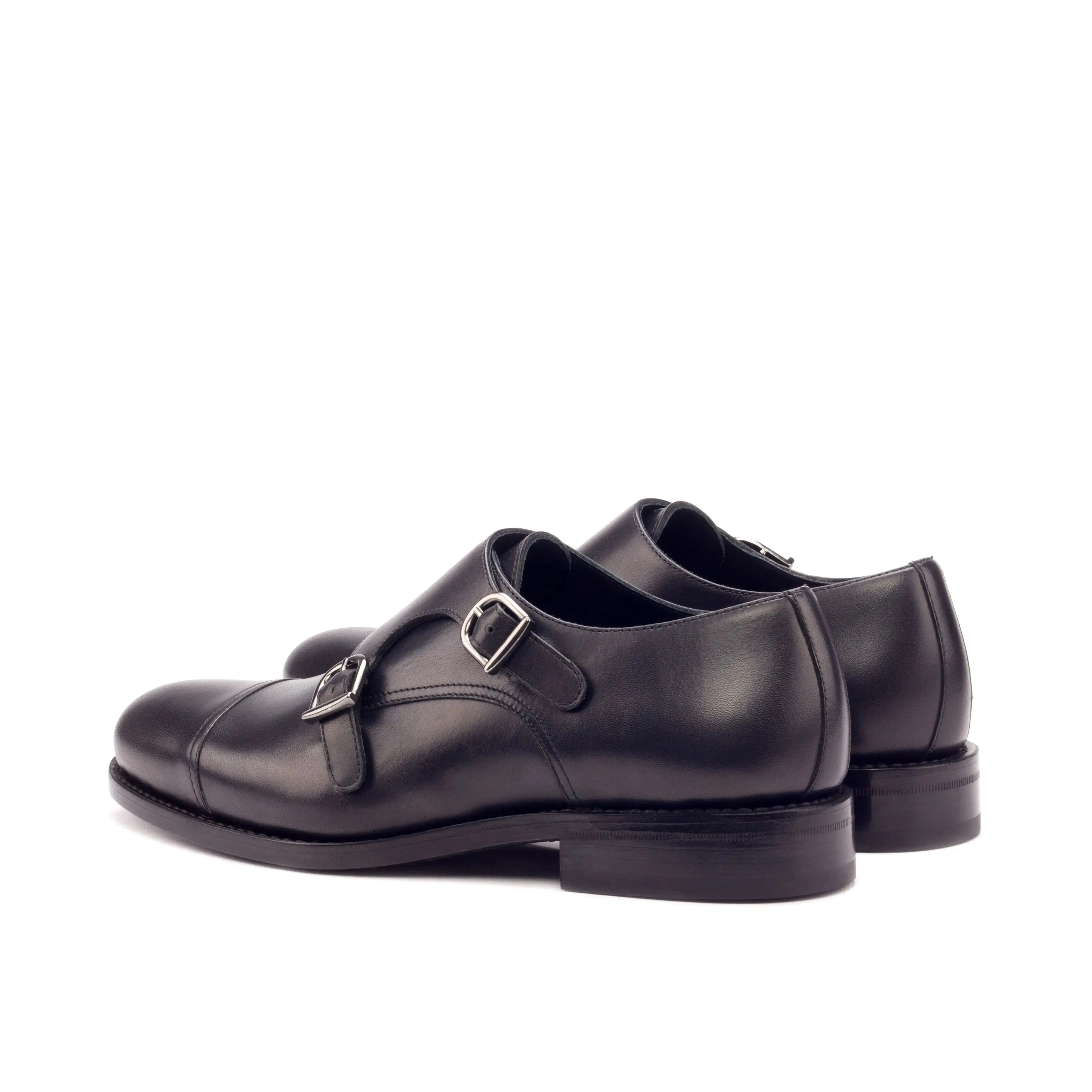 Dapperfam Shoes DapperFam Monaco in Black Men's Italian Leather Double Monk