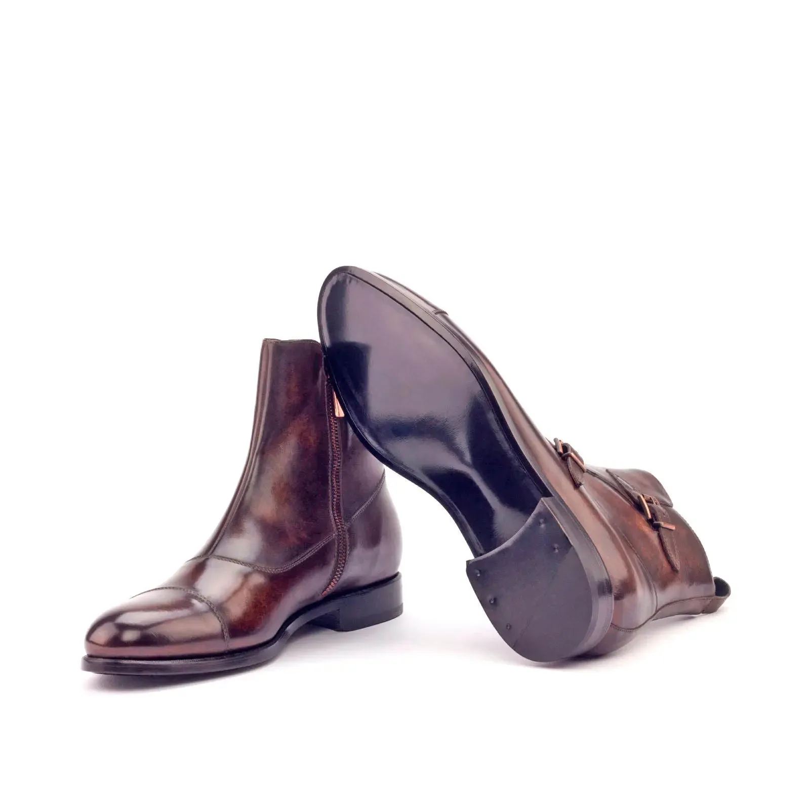 Dapperfam Shoes DapperFam Octavian in Brown Men's Hand-Painted Patina Buckle Boot